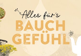 Illustration mit verschiedenen Kräutern und Gewürzen. Darauf sind auch die Worte - Alles für's Bauchgefühl - zu sehen. | © SONNENTOR