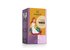 A purple pack chai rooibos fire tea. On the package you can see a girl sitting on a cushion and drinking tea.