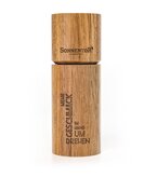 Salt or pepper mill with logo and slogan